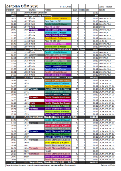 Zeitplan Samstag Zeitplan Samstag